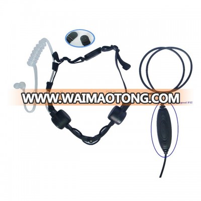 Two way radio throat microphone headset with vox PTT for police/communication system